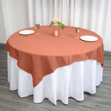 70inch Terracotta (Rust) Square Seamless Polyester Table Overlay, Washable Linen Table Overlay