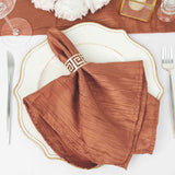 5 Pack Terracotta (Rust) Accordion Crinkle Taffeta Cloth Dinner Napkins