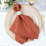 5 Pack Terracotta (Rust) Premium Polyester Dinner Napkins, Seamless Cloth Napkins