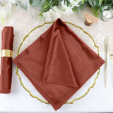 5 Pack Terracotta (Rust) Premium Sheen Finish Velvet Cloth Dinner Napkins