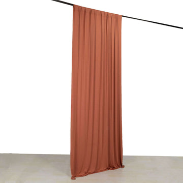 Terracotta (Rust) 4-Way Stretch Spandex Event Curtain Drapes, Wrinkle Free Backdrop Event Panel with Rod Pockets - 5ftx10ft