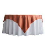 72" x 72" Terracotta (Rust) Satin Square Tablecloth Overlay