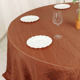 132inch Terracotta Accordion Crinkle Taffeta Seamless Round Tablecloth