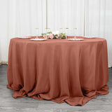 Terracotta (Rust) Seamless Premium Polyester Round Tablecloth 220GSM - 132inch