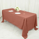 72"x120" Terracotta (Rust) Polyester Rectangle Tablecloth, Reusable Linen Tablecloth