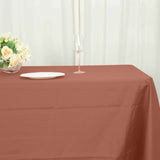 72"x120" Terracotta (Rust) Polyester Rectangle Tablecloth, Reusable Linen Tablecloth