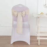 5 Pack | Beige Linen Chair Sashes, Slubby Textured Wrinkle Resistant Sashes