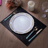 6 Pack | Black Sparkle Placemats, Non Slip Decorative Rectangle Glitter Table Mat