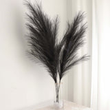 3 Stems | Black Artificial Pampas Grass Plant Sprays, Faux Branches Vase Flower Arrangement#whtbkgd