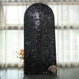 6ft Sparkly Black Double Sided Big Payette Sequin Chiara Backdrop Stand Cover For Fitted Round Top