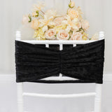 5 Pack Premium Crushed Velvet Chair Sashes Black Wide Ruffle Style