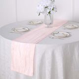 12inch x 108inch Accordion Crinkle Taffeta Table Runner, Elegant Linen Runner - Blush | Rose Gold