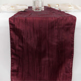 Accordion Crinkle Taffeta Table Runner - Burgundy