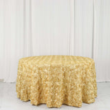 120inch Champagne Grandiose 3D Rosette Satin Round Tablecloth