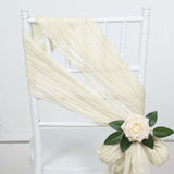 5 Pack | Cream Gauze Cheesecloth Boho Chair Sashes - 16inch x 88inch