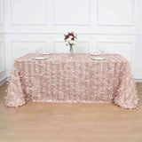 90x132inch Dusty Rose 3D Leaf Petal Taffeta Fabric Rectangle Tablecloth