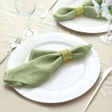 5 Pack | Sage Green Boho Chic Rustic Faux Jute Linen Dinner Napkins - 19inch