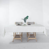 60"x102" White Rectangular Tablecloth, Linen Table Cloth With Slubby Textured, Wrinkle Resistant