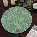 6 Pack Green Boxwood Leaf Print Disposable Dining Table Mats, 13inch Round Cardstock Paper Placemats