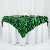 72inch x 72inch Green 3D Leaf Petal Taffeta Fabric Table Overlay