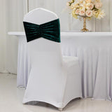 5 Pack Premium Crushed Velvet Chair Sashes Hunter Emerald Green Wide Ruffle Style
