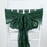 5 Pack | Hunter Emerald Green Gauze Cheesecloth Boho Chair Sashes - 16inch x 88inch