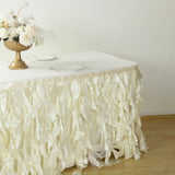 17FT Ivory Curly Willow Taffeta Table Skirt