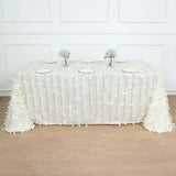 90x132Inch Ivory Leaf Petal Taffeta Rectangle Tablecloth