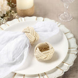 4 Pack | Rustic Burlap Napkin Rings, Handmade Braided Jute Napkin Holders - Cream