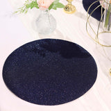 6 Pack | Navy Blue Sparkle Placemats, Non Slip Decorative Round Glitter Table Mat