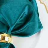 5 Pack | Peacock Teal Premium Sheen Finish Velvet Cloth Dinner Napkins