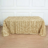 90x156inch Champagne 3D Leaf Petal Taffeta Fabric Rectangle Tablecloth