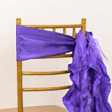 5 Pack Purple Curly Willow Chiffon Satin Chair Sashes