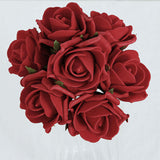 24 Roses | 2inch Red Artificial Foam Flowers With Stem Wire and Leaves