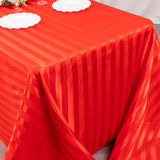 90x132inch Red Satin Stripe Seamless Rectangular Tablecloth