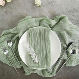 5 Pack | Sage Green Gauze Cheesecloth Boho Dinner Napkins | 24x19Inch