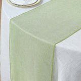 14x108Inch Sage Green Boho Chic Rustic Faux Burlap Cloth Table Runner