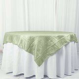 72x72inch Sage Green Accordion Crinkle Taffeta Table Overlay, Square Tablecloth Topper