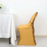 Gold Satin Rosette Spandex Stretch Fitted Folding Chair Cover