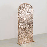 5ft Sparkly Rose Gold Big Payette Sequin Fitted Wedding Arch Cover for Round Top Chiara Backdrop