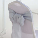 5 Pack | Silver Linen Chair Sashes, Slubby Textured Wrinkle Resistant Sashes