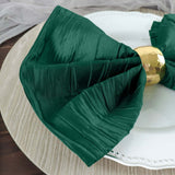 5 Pack | Hunter Emerald Green Accordion Crinkle Taffeta Dinner Napkins | 20x20Inch