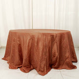 132inch Terracotta Accordion Crinkle Taffeta Seamless Round Tablecloth