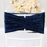 5 Pack Premium Crushed Velvet Chair Sashes Navy Blue Wide Ruffle Style