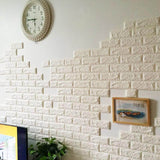 10 Pack | White Foam Brick Peel And Stick 3D Wall Tile Panels - Covers 58sq.ft