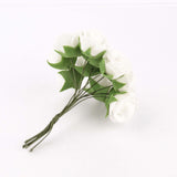 48 Roses | 1Inch White Real Touch Artificial DIY Foam Rose Flowers With Stem, Craft Rose Buds