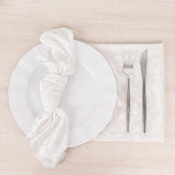 5 Pack White Premium Crushed Velvet Linen Napkins, Decorative Soft Cloth Dinner Napkins - 20x20inch