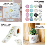 500pcs|1.5inch Round Thank You Stickers Roll With Assorted Floral Designs, DIY Envelope Seal Labels