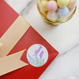 Floral Round Thank You Stickers Roll, White/Purple Tinted Background, Envelope Seal Labels