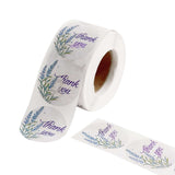 Floral Round Thank You Stickers Roll, White/Purple Tinted Background, Envelope Seal Labels